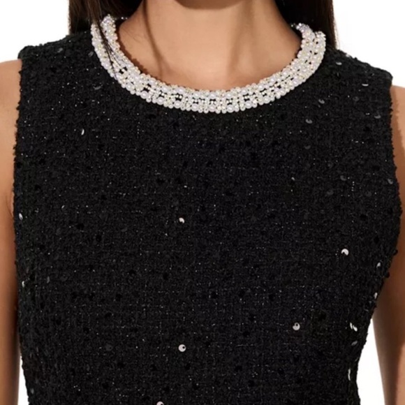 NWT Alice + Olivia Coley Black Tweed Sequin Mini Dress Size XSmall - Picture 2 of 16
